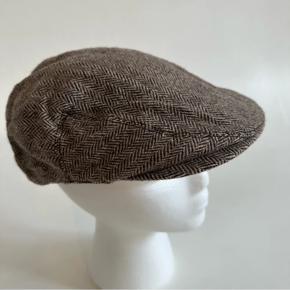 Vintage Abercrombie & Fitch Unisex Y2K Tweed Herringbone Wool Blend Flat Cap
